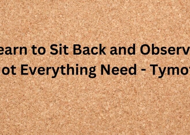 Learn to Sit Back and Observe. Not Everything Need – Tymoff